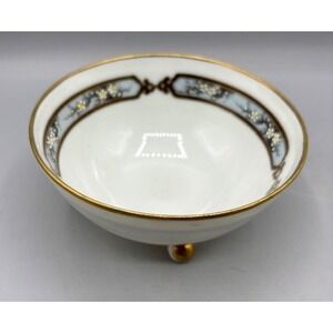 Antique SNB Nippon Footed Porcelain Bowl Floral‎ Design Gold Trim